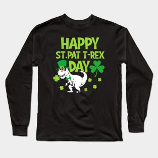 Happy St Pat Trex Day Dinosaur St Patricks Day Toddler Boys Long Sleeve T-Shirt